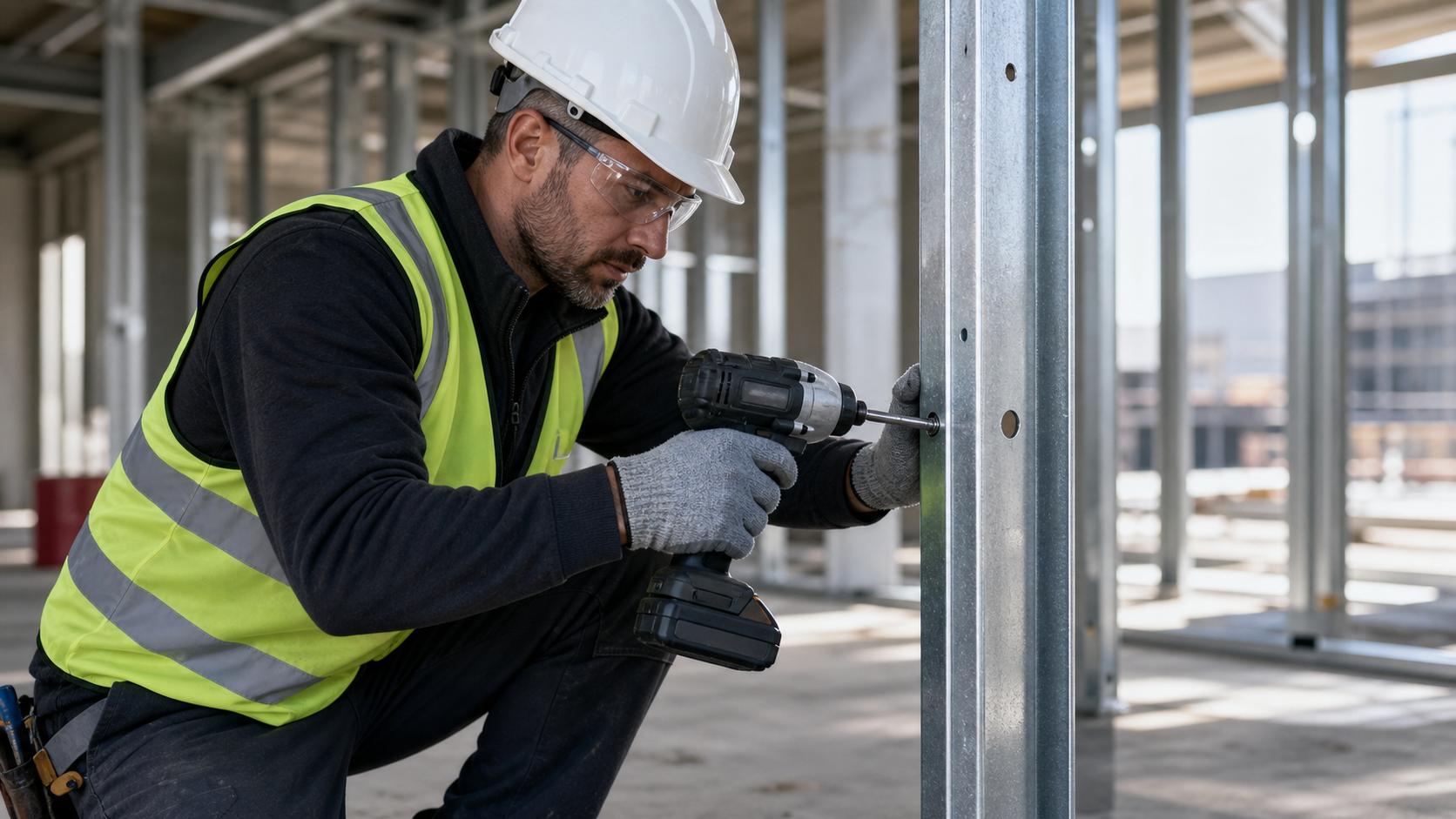 Cordless drill used on jobsite